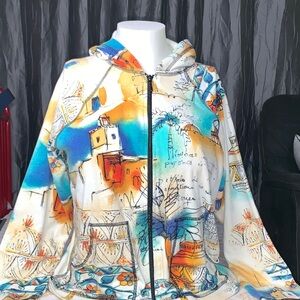 Chico's Artistic Multicolor Zip-Up Hoodie